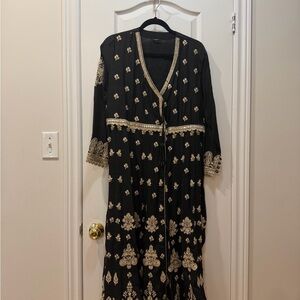 Black and Gold Embroidered Women's Kurta